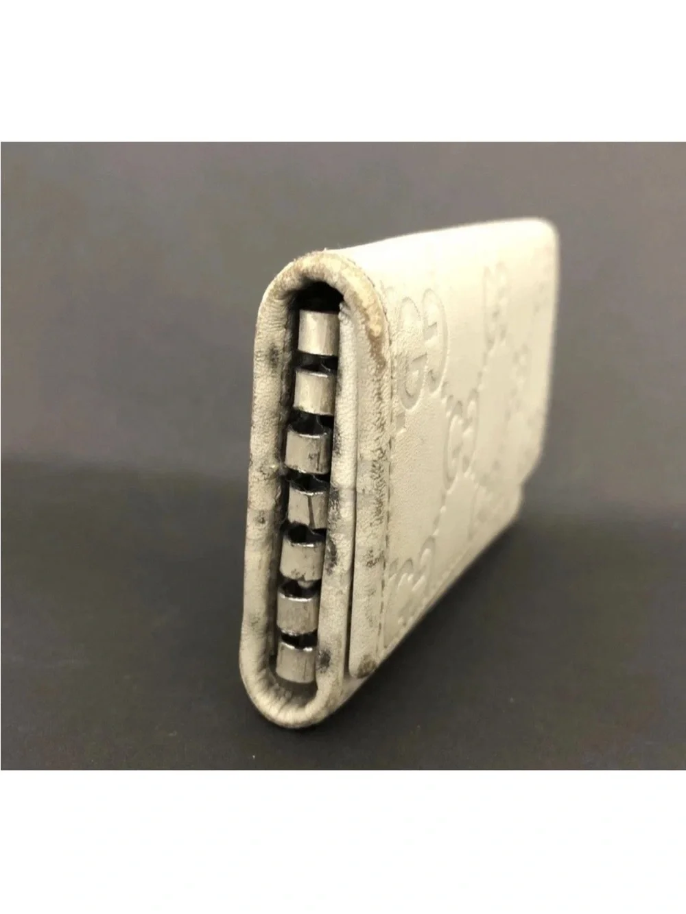 GUCCI Ssima Leather 6 Rings Key Case White